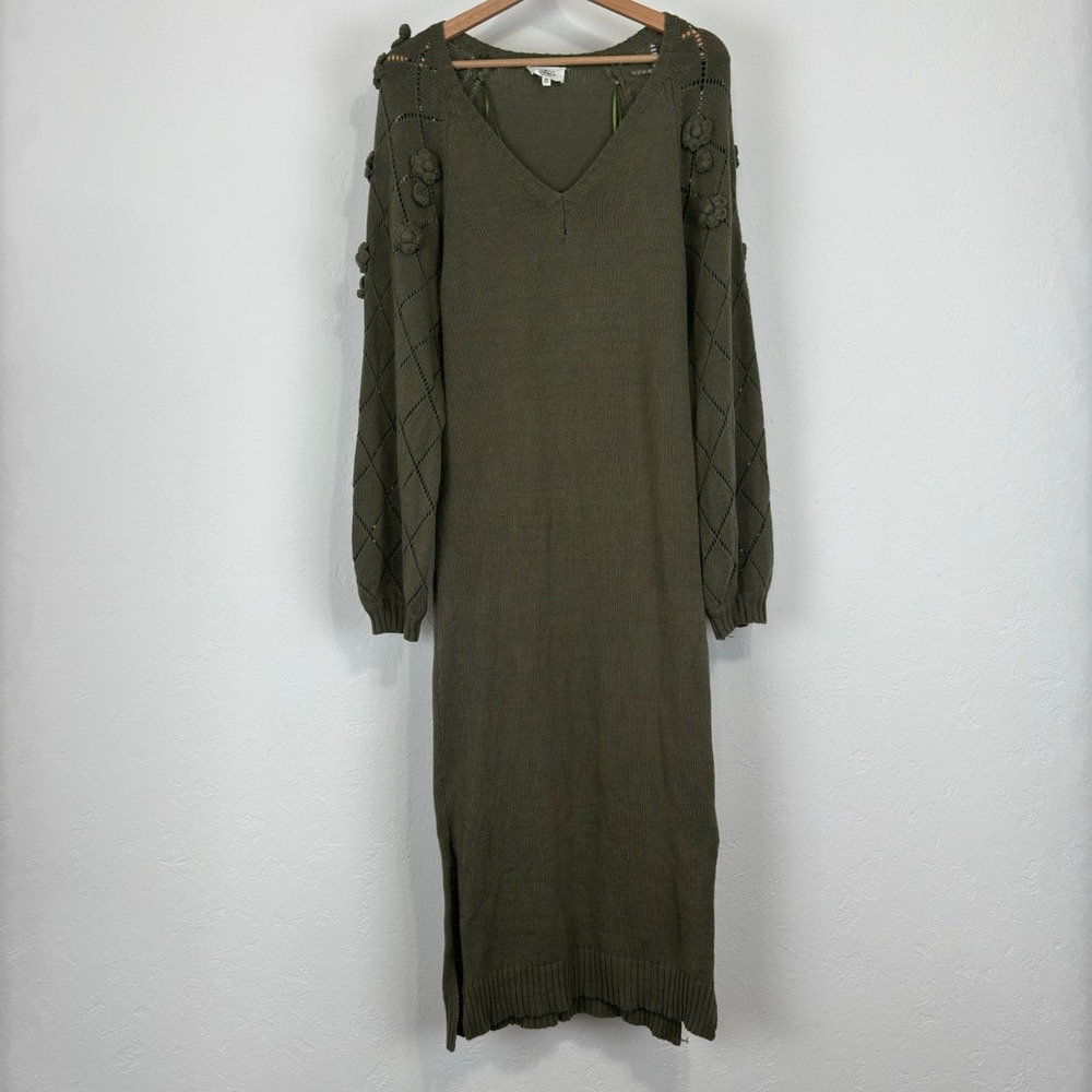 Forest Fairy Grunge Goblincore Whimsy Earthy Sweater Dress Sz M 3D Crochet